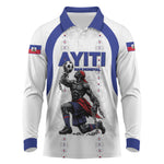 Custom Haiti Ayiti Nan Mondyal 2026 Long Sleeve Polo Shirt Fyete Lit Victwa White Version