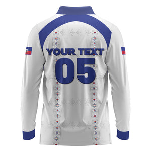 Custom Haiti Ayiti Nan Mondyal 2026 Long Sleeve Polo Shirt Fyete Lit Victwa White Version