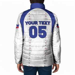 Custom Haiti Ayiti Nan Mondyal 2026 Padded Jacket Fyete Lit Victwa White Version