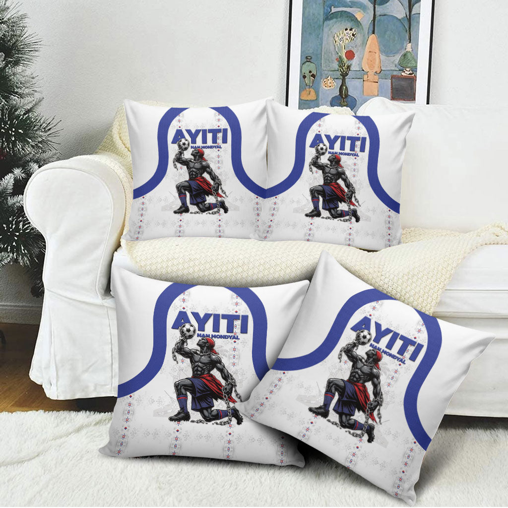 Haiti Ayiti Nan Mondyal 2026 Pillow Cover Fyete Lit Victwa White Version