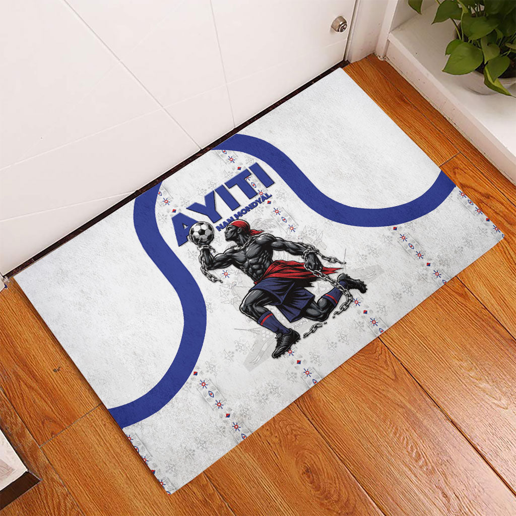 Haiti Ayiti Nan Mondyal 2026 Rubber Doormat Fyete Lit Victwa White Version