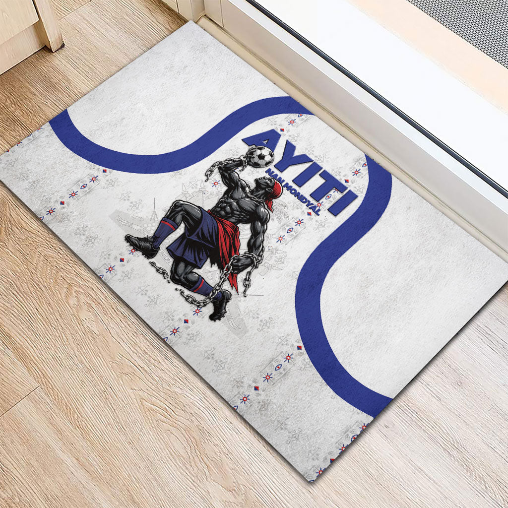 Haiti Ayiti Nan Mondyal 2026 Rubber Doormat Fyete Lit Victwa White Version