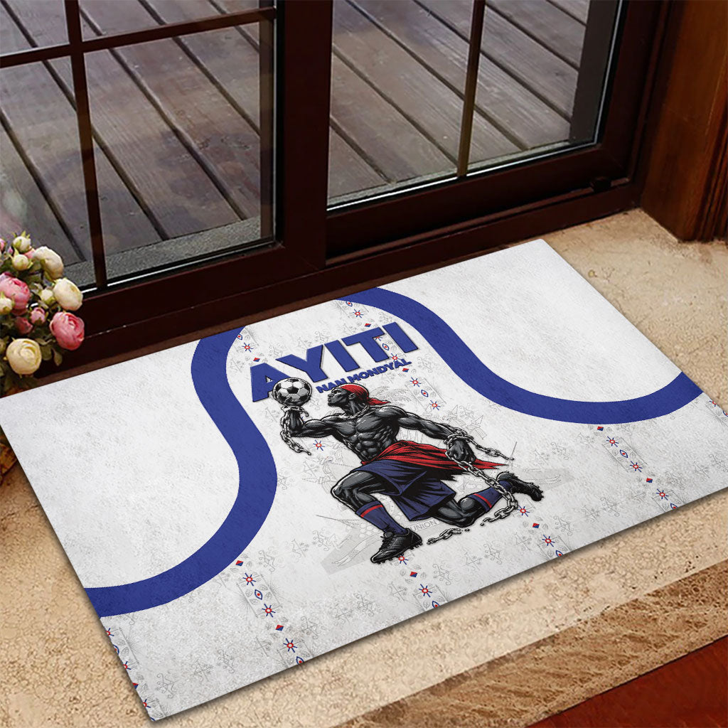 Haiti Ayiti Nan Mondyal 2026 Rubber Doormat Fyete Lit Victwa White Version