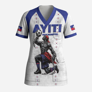 Custom Haiti Ayiti Nan Mondyal 2026 Scrub Top Fyete Lit Victwa White Version
