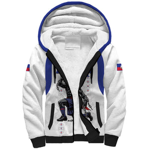 Custom Haiti Ayiti Nan Mondyal 2026 Sherpa Hoodie Fyete Lit Victwa White Version