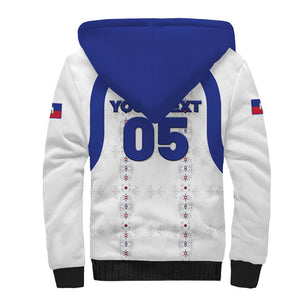 Custom Haiti Ayiti Nan Mondyal 2026 Sherpa Hoodie Fyete Lit Victwa White Version
