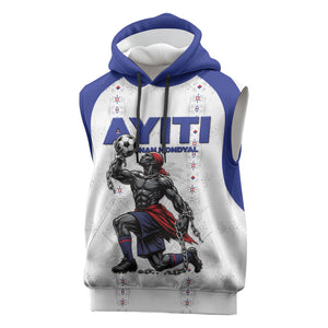 Custom Haiti Ayiti Nan Mondyal 2026 Sleeveless Hoodie Fyete Lit Victwa White Version