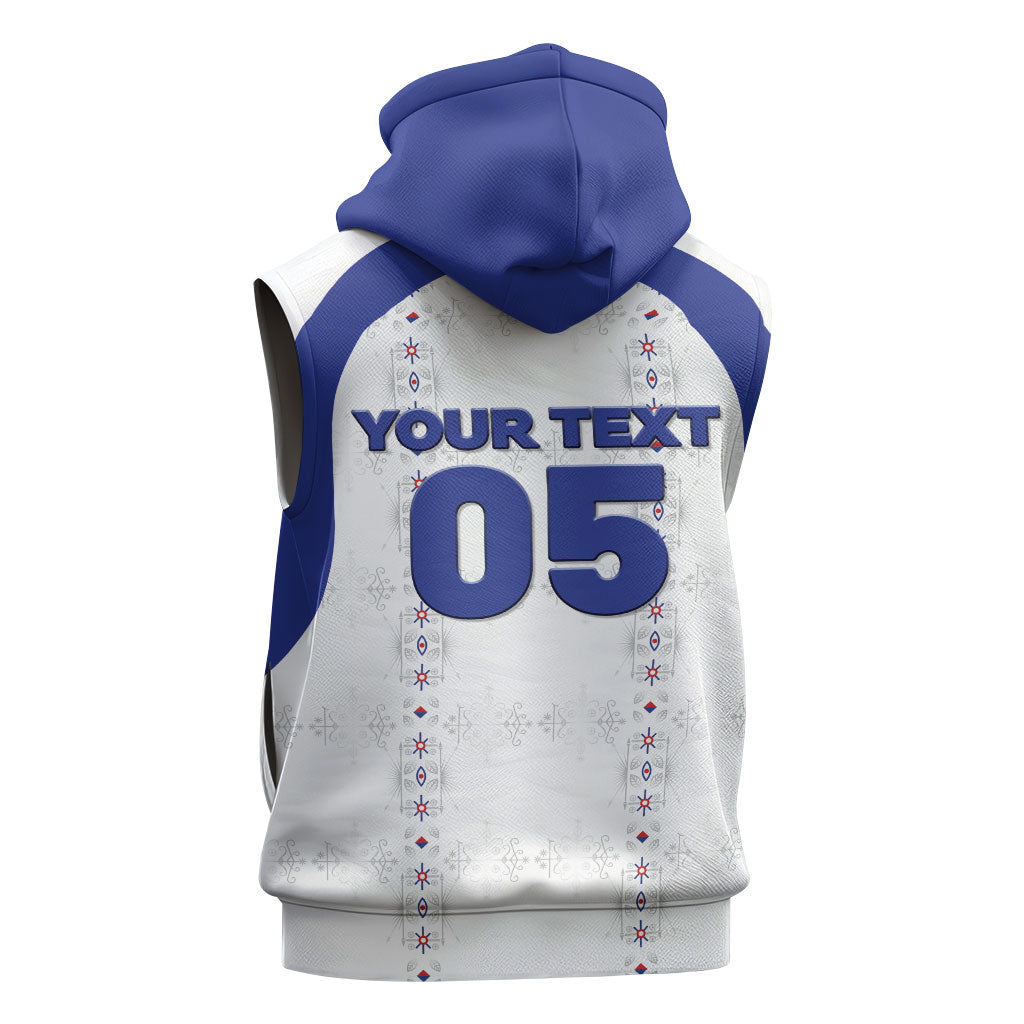 Custom Haiti Ayiti Nan Mondyal 2026 Sleeveless Hoodie Fyete Lit Victwa White Version