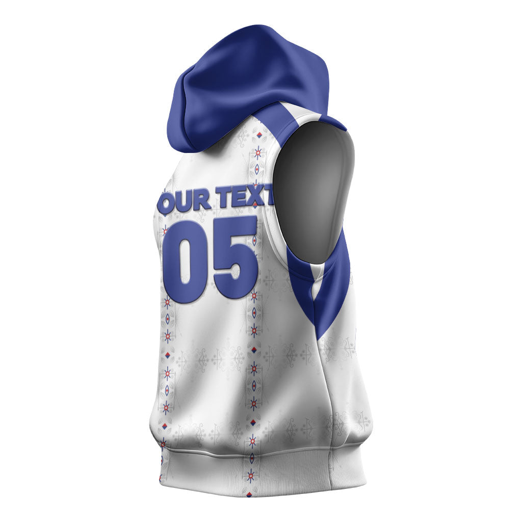 Custom Haiti Ayiti Nan Mondyal 2026 Sleeveless Hoodie Fyete Lit Victwa White Version
