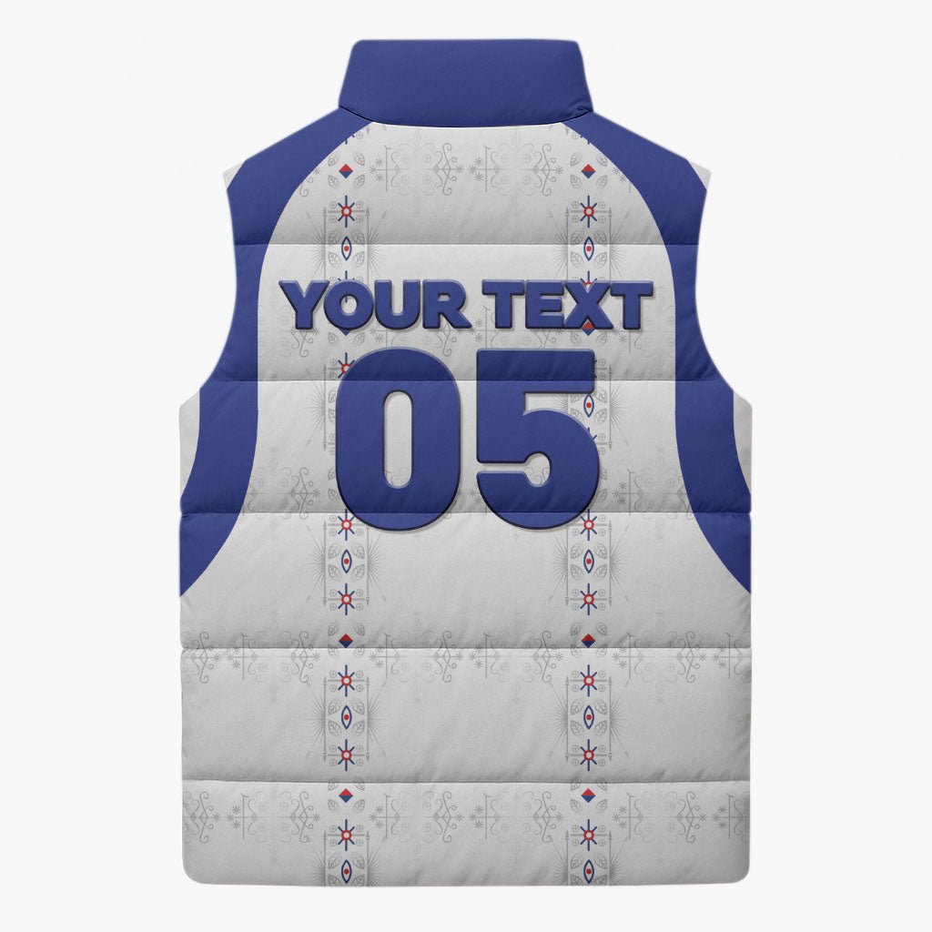 Custom Haiti Ayiti Nan Mondyal 2026 Sleeveless Puffer Jacket Fyete Lit Victwa White Version