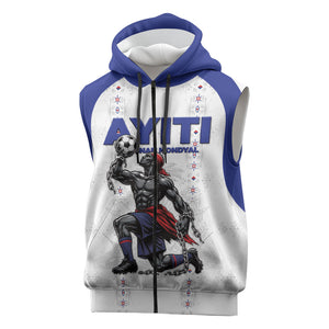 Custom Haiti Ayiti Nan Mondyal 2026 Sleeveless Zip Hoodie Fyete Lit Victwa White Version