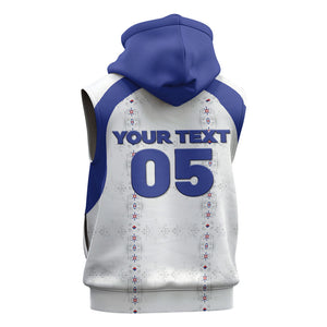 Custom Haiti Ayiti Nan Mondyal 2026 Sleeveless Zip Hoodie Fyete Lit Victwa White Version