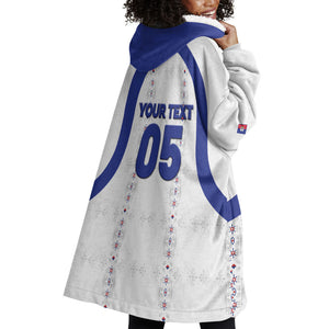 Custom Haiti Ayiti Nan Mondyal 2026 Wearable Blanket Hoodie Fyete Lit Victwa White Version