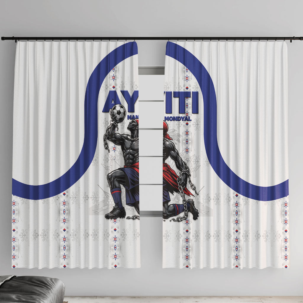 Haiti Ayiti Nan Mondyal 2026 Window Curtain Fyete Lit Victwa White Version