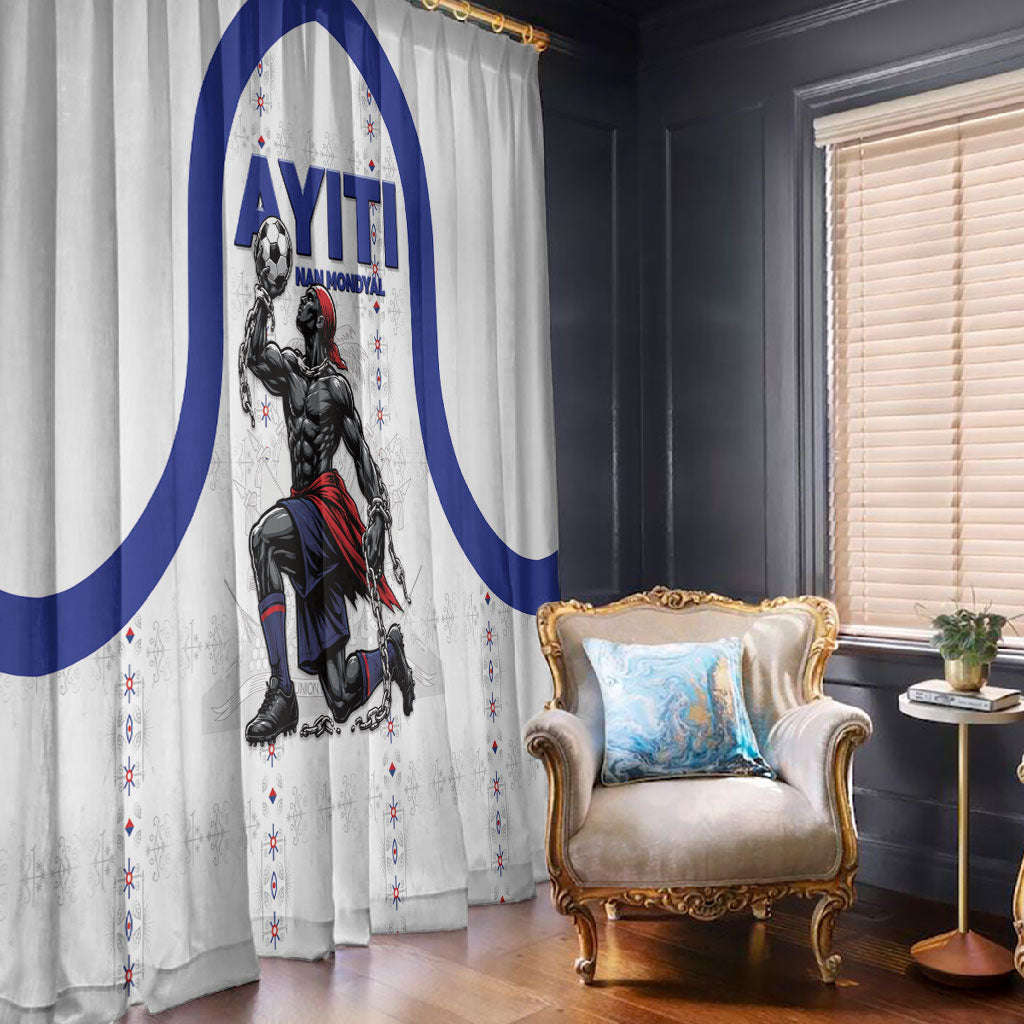 Haiti Ayiti Nan Mondyal 2026 Window Curtain Fyete Lit Victwa White Version