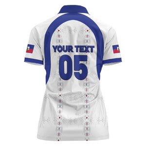 Custom Haiti Ayiti Nan Mondyal 2026 Women Polo Shirt Fyete Lit Victwa White Version