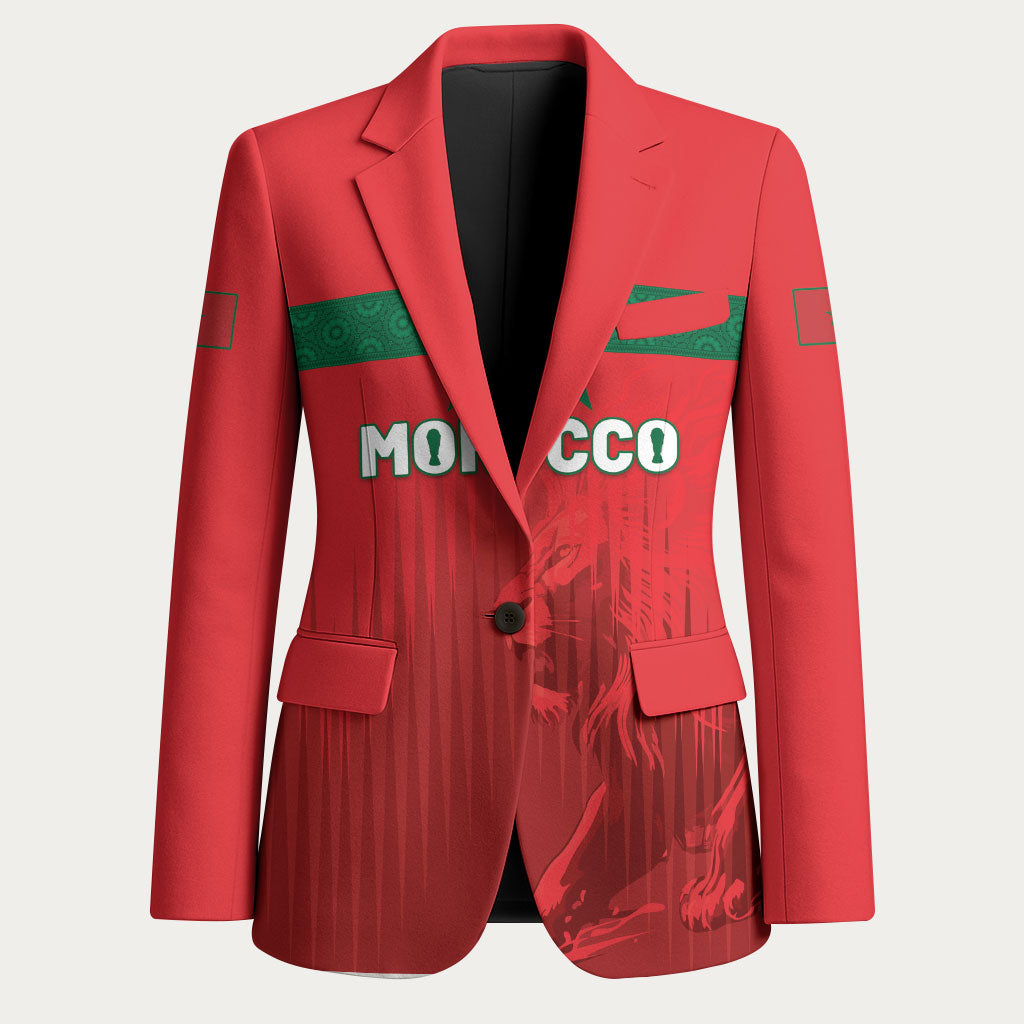 Custom Morocco Football 2026 Blazer Atlas Lions Breathtaking Victory Red Version