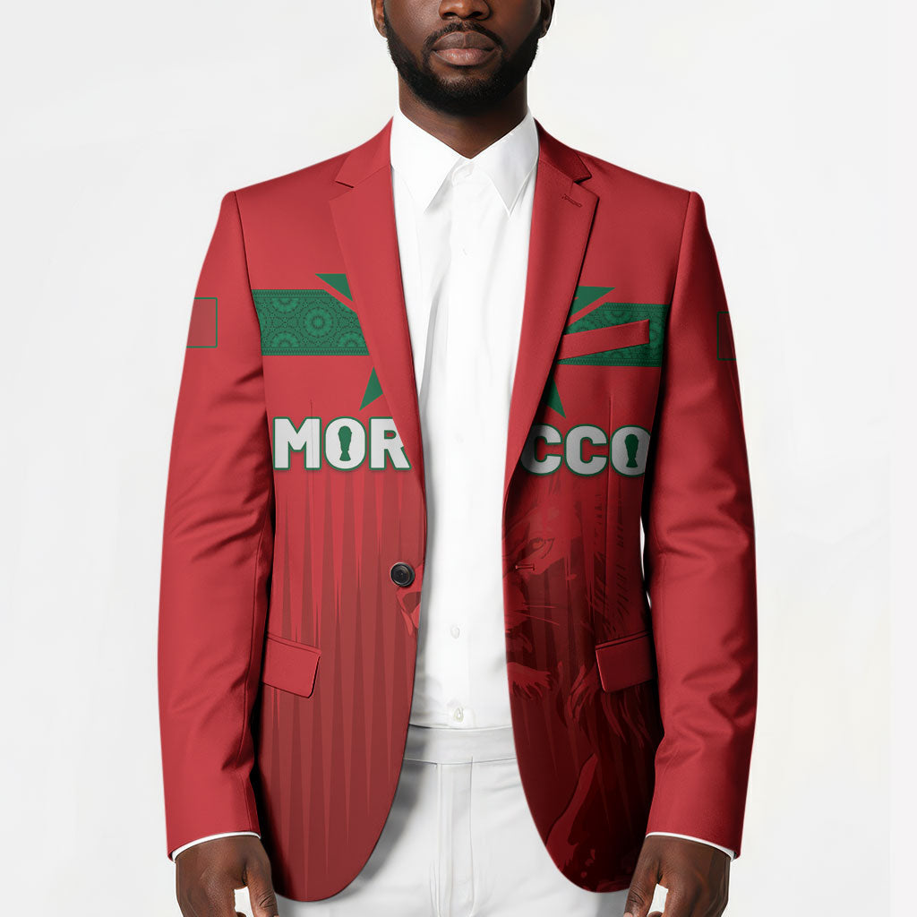 Custom Morocco Football 2026 Blazer Atlas Lions Breathtaking Victory Red Version
