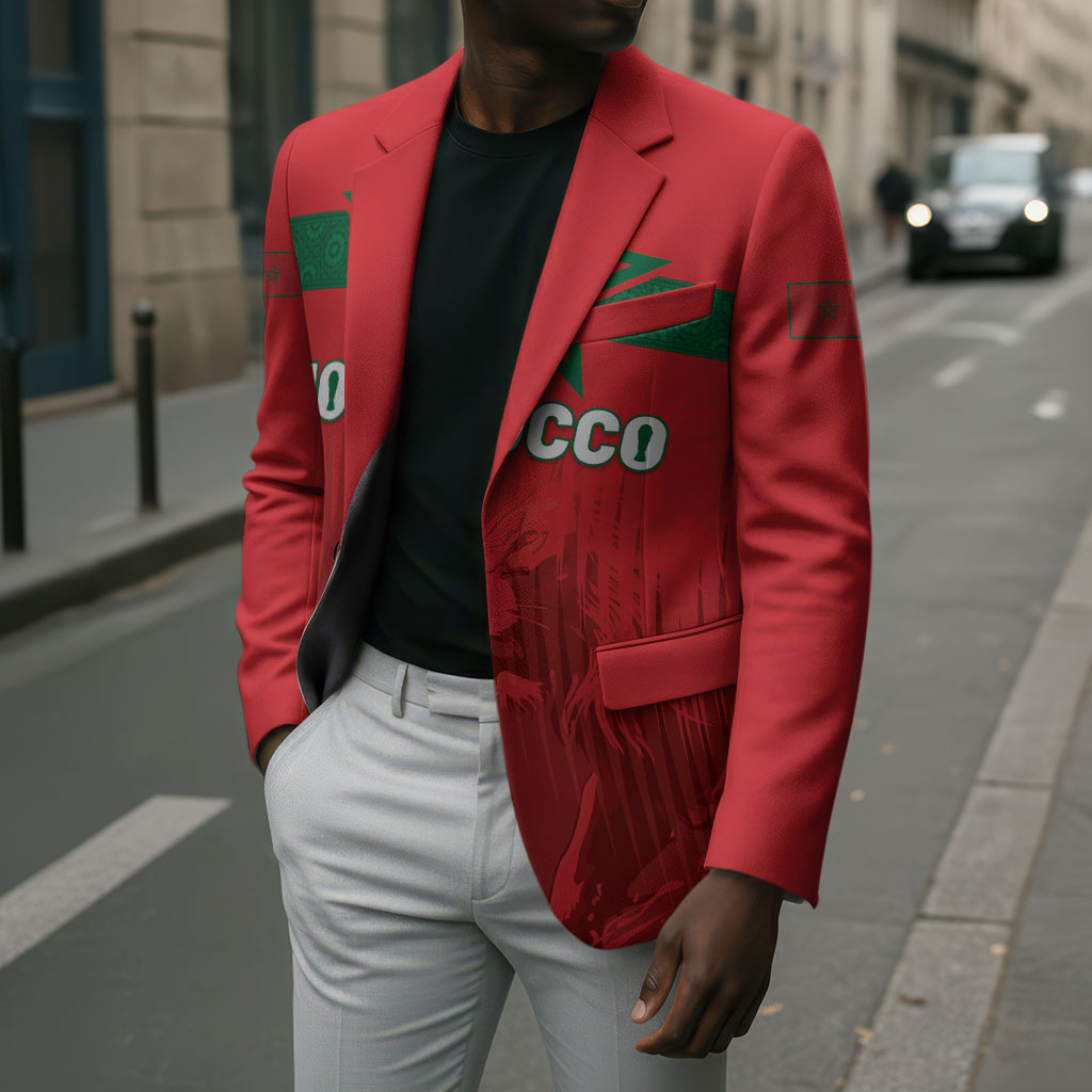 Custom Morocco Football 2026 Blazer Atlas Lions Breathtaking Victory Red Version
