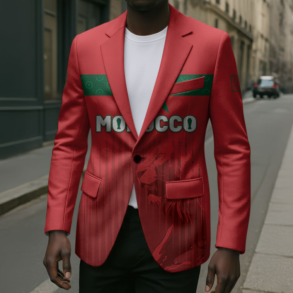 Custom Morocco Football 2026 Blazer Atlas Lions Breathtaking Victory Red Version