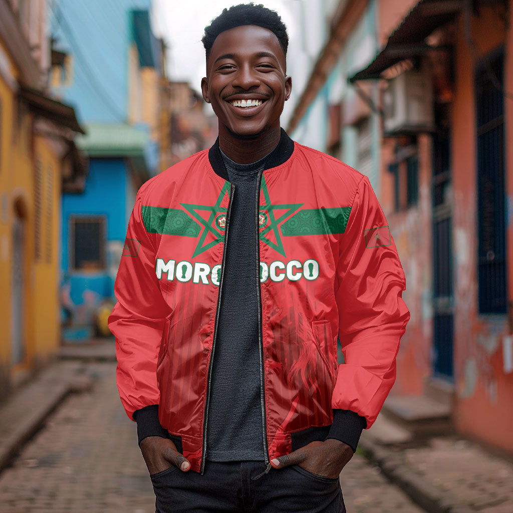 Custom Morocco Football 2026 Bomber Jacket Atlas Lions Breathtaking Victory Red Version