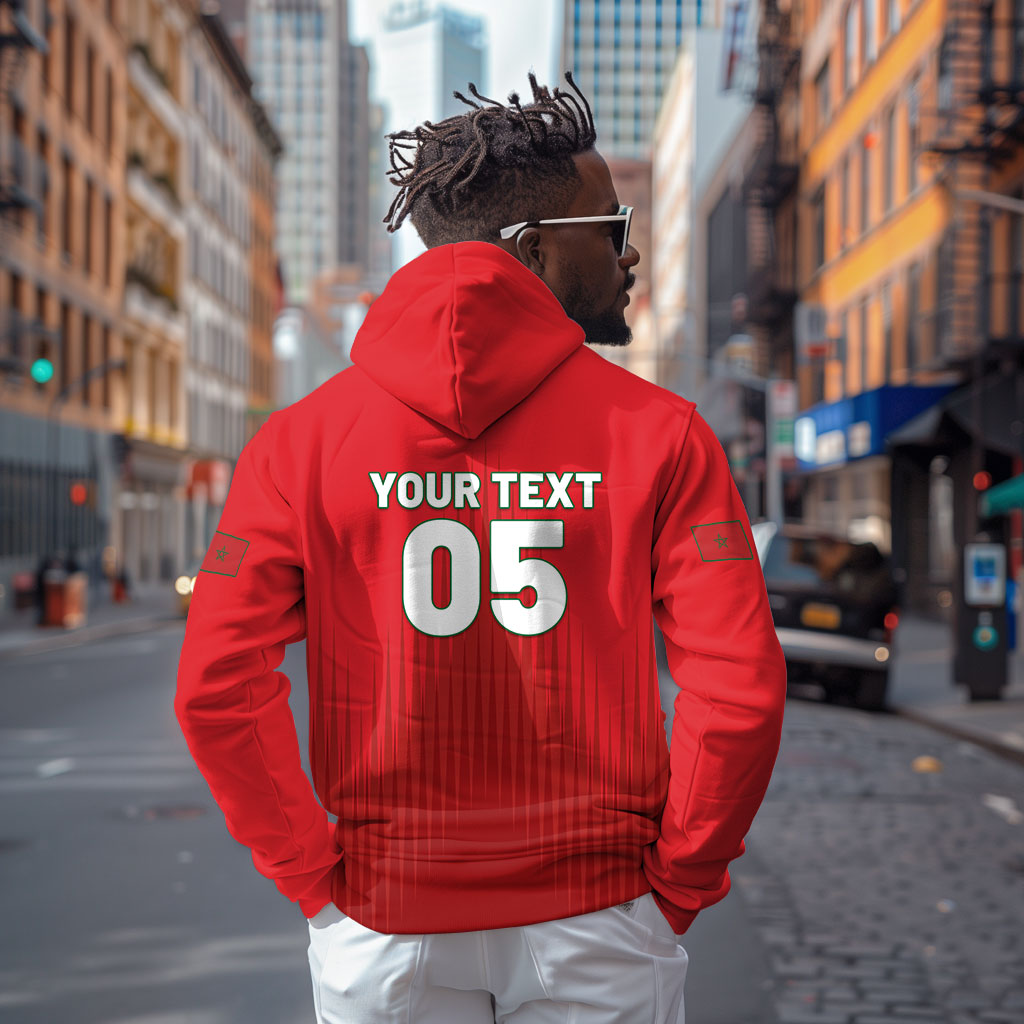 Custom Morocco Football 2026 Hoodie Atlas Lions Breathtaking Victory Red Version