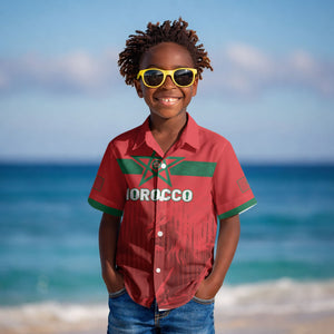Custom Morocco Football 2026 Kid Hawaiian Shirt Atlas Lions Breathtaking Victory Red Version
