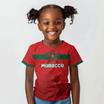 Custom Morocco Football 2026 Kid T shirt Atlas Lions Breathtaking Victory Red Version