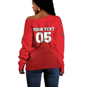 Custom Morocco Football 2026 Off Shoulder Sweater Atlas Lions Breathtaking Victory Red Version