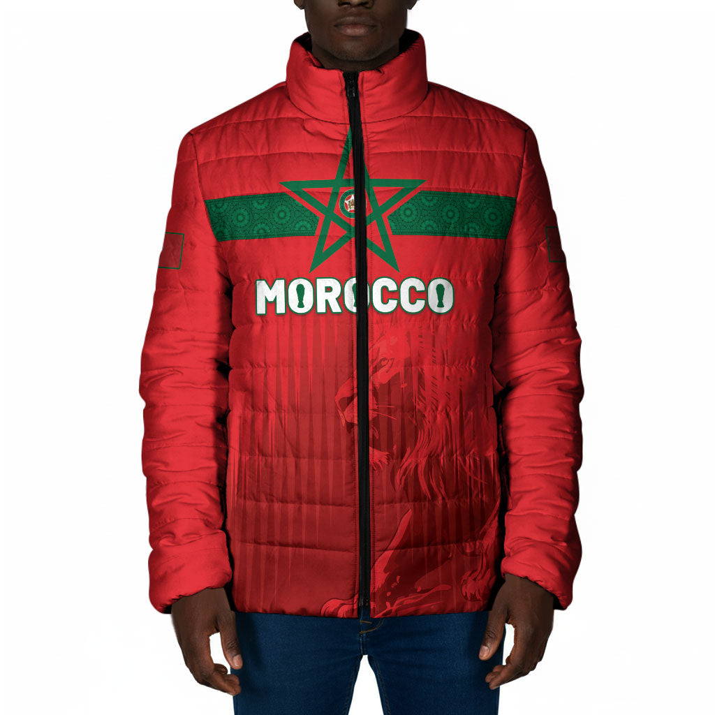 Custom Morocco Football 2026 Padded Jacket Atlas Lions Breathtaking Victory Red Version
