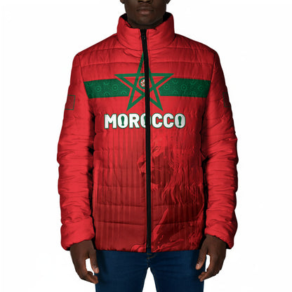 Custom Morocco Football 2026 Padded Jacket Atlas Lions Breathtaking Victory Red Version
