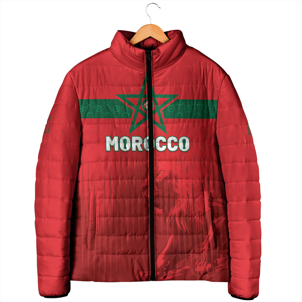 Custom Morocco Football 2026 Padded Jacket Atlas Lions Breathtaking Victory Red Version