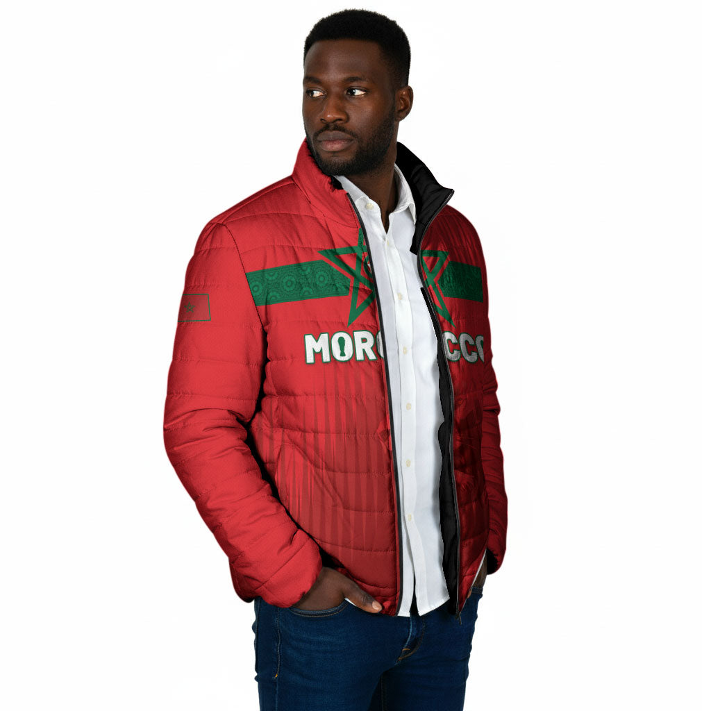 Custom Morocco Football 2026 Padded Jacket Atlas Lions Breathtaking Victory Red Version