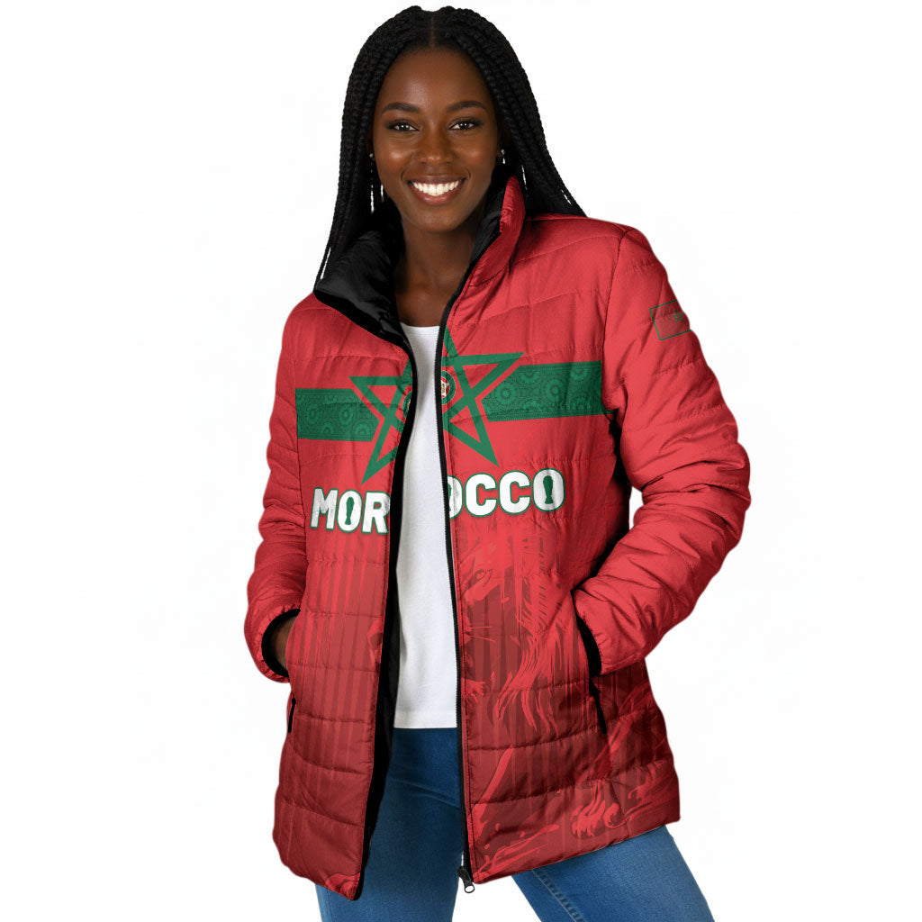 Custom Morocco Football 2026 Padded Jacket Atlas Lions Breathtaking Victory Red Version