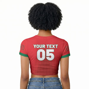 Custom Morocco Football 2026 Raglan Cropped T shirt Atlas Lions Breathtaking Victory Red Version