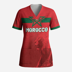 Custom Morocco Football 2026 Scrub Top Atlas Lions Breathtaking Victory Red Version