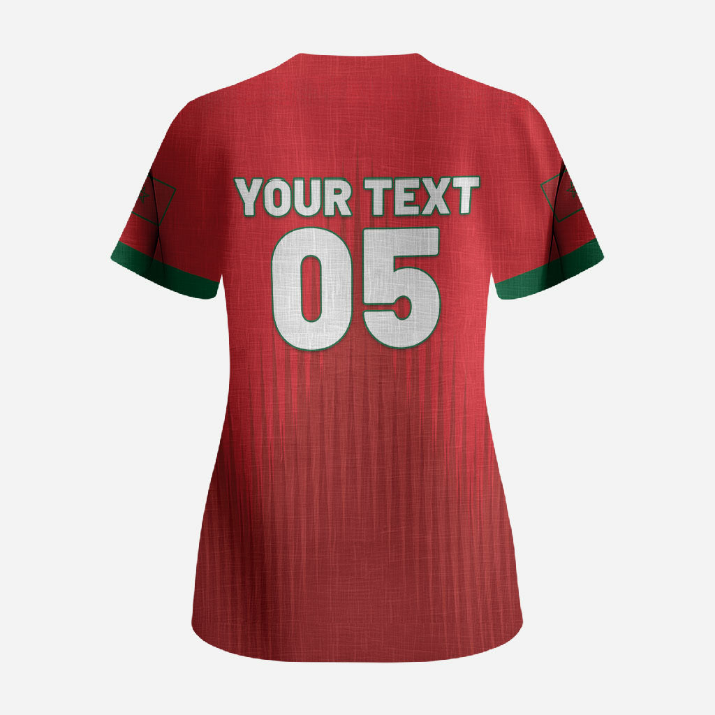 Custom Morocco Football 2026 Scrub Top Atlas Lions Breathtaking Victory Red Version