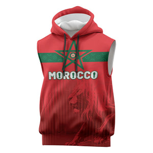 Custom Morocco Football 2026 Sleeveless Hoodie Atlas Lions Breathtaking Victory Red Version