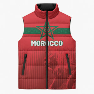 Custom Morocco Football 2026 Sleeveless Puffer Jacket Atlas Lions Breathtaking Victory Red Version
