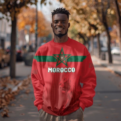 Custom Morocco Football 2026 Sweatshirt Atlas Lions Breathtaking Victory Red Version