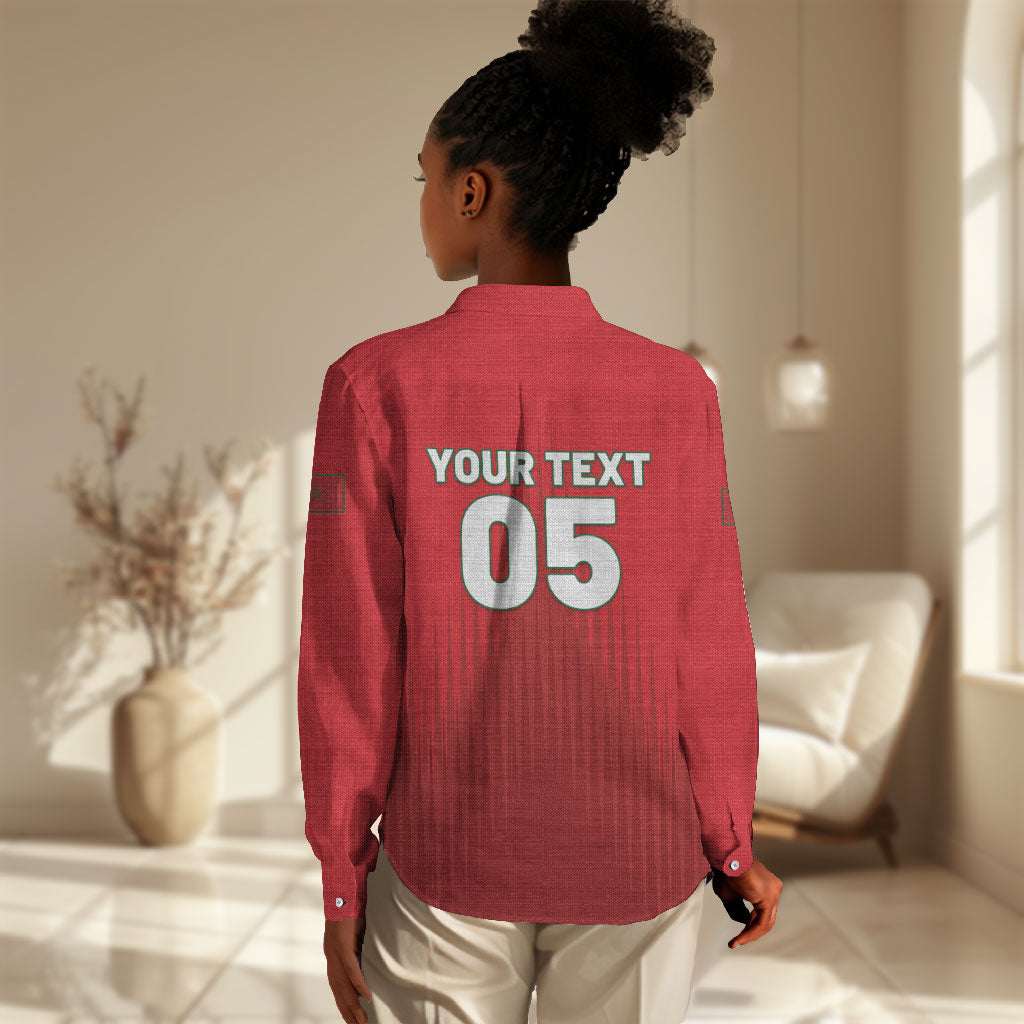 Custom Morocco Football 2026 Women Casual Shirt Atlas Lions Breathtaking Victory Red Version