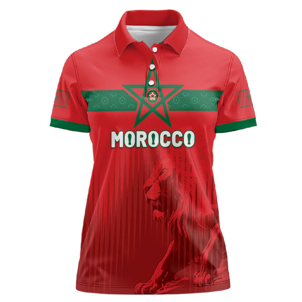 Custom Morocco Football 2026 Women Polo Shirt Atlas Lions Breathtaking Victory Red Version