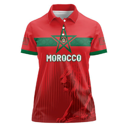 Custom Morocco Football 2026 Women Polo Shirt Atlas Lions Breathtaking Victory Red Version