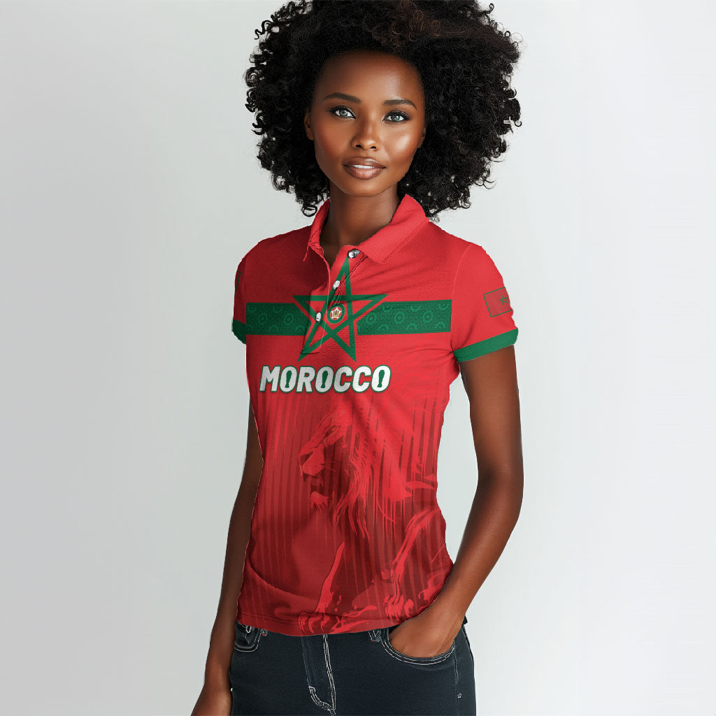 Custom Morocco Football 2026 Women Polo Shirt Atlas Lions Breathtaking Victory Red Version