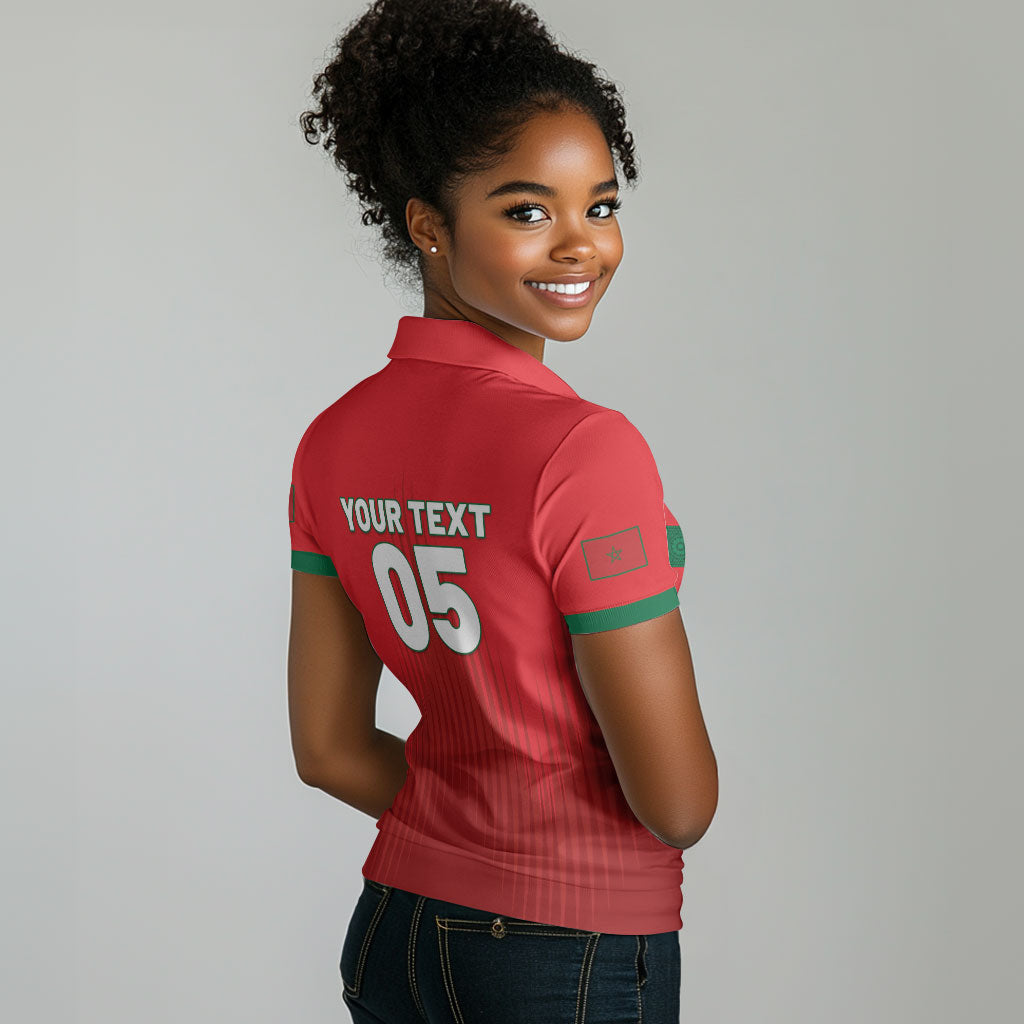 Custom Morocco Football 2026 Women Polo Shirt Atlas Lions Breathtaking Victory Red Version