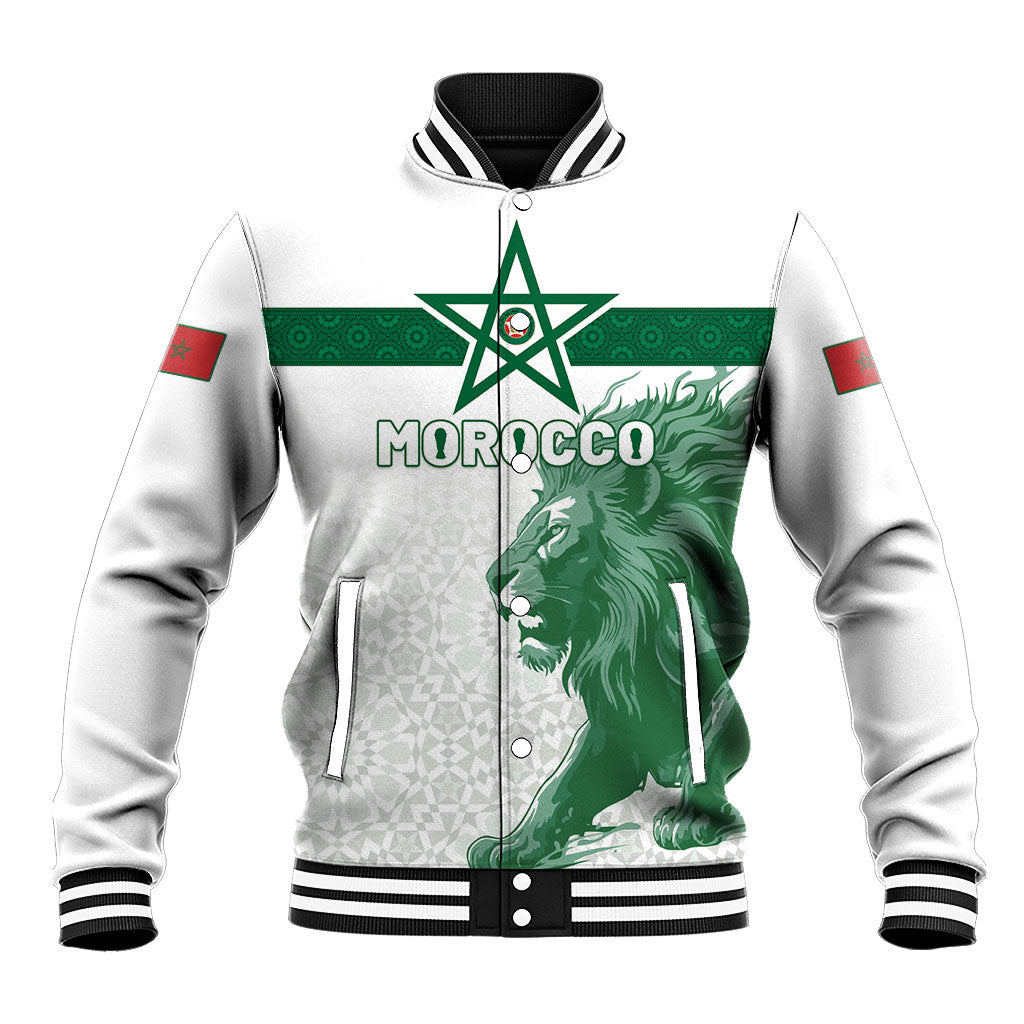 Custom Morocco Football 2026 Baseball Jacket Atlas Lions Breathtaking Victory White Version