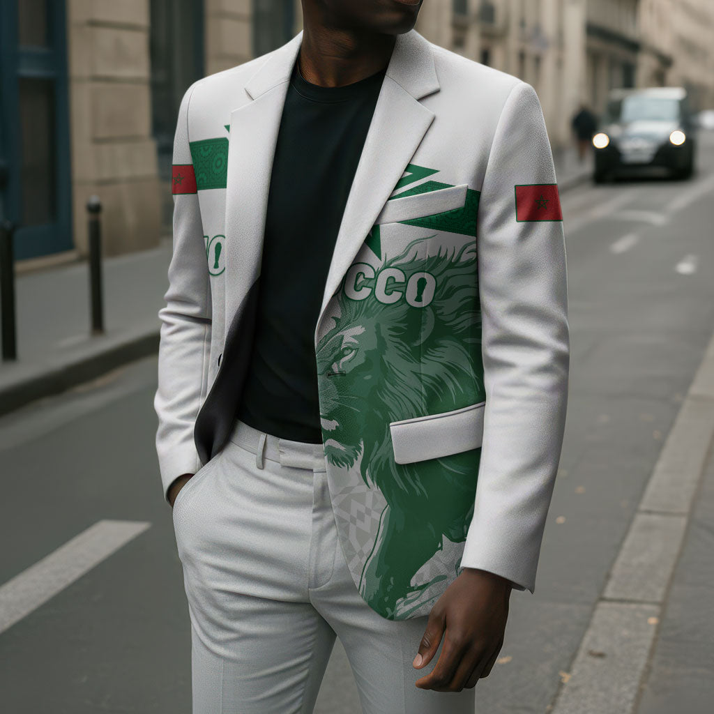 Custom Morocco Football 2026 Blazer Atlas Lions Breathtaking Victory White Version