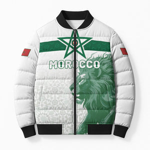 Custom Morocco Football 2026 Bomber Puffer Jacket Atlas Lions Breathtaking Victory White Version