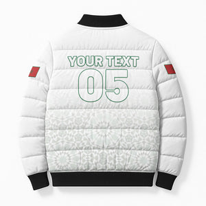 Custom Morocco Football 2026 Bomber Puffer Jacket Atlas Lions Breathtaking Victory White Version