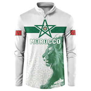 Custom Morocco Football 2026 Button Sweatshirt Atlas Lions Breathtaking Victory White Version